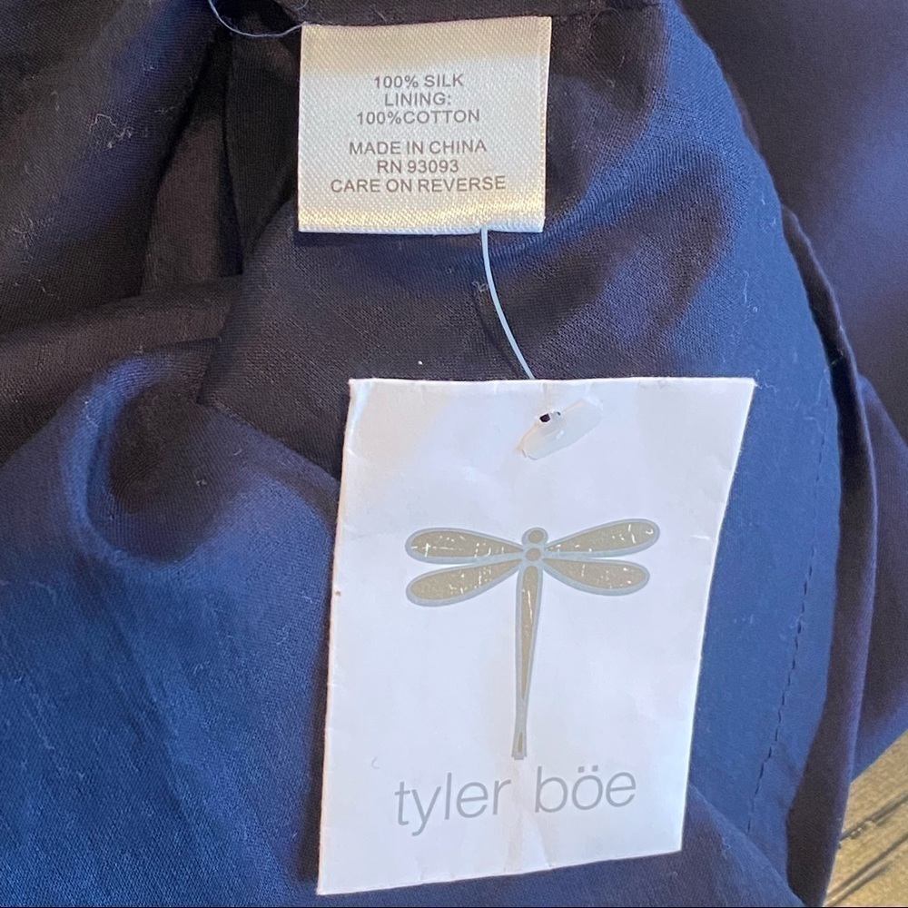 NEW Tyler Boe Silk Tania Shirtdress Women’s Sz Small S Split V Neckline Blue NWT - Picture 5 of 10